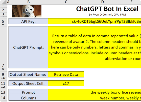 ChatGPT Excel Integration Premium File