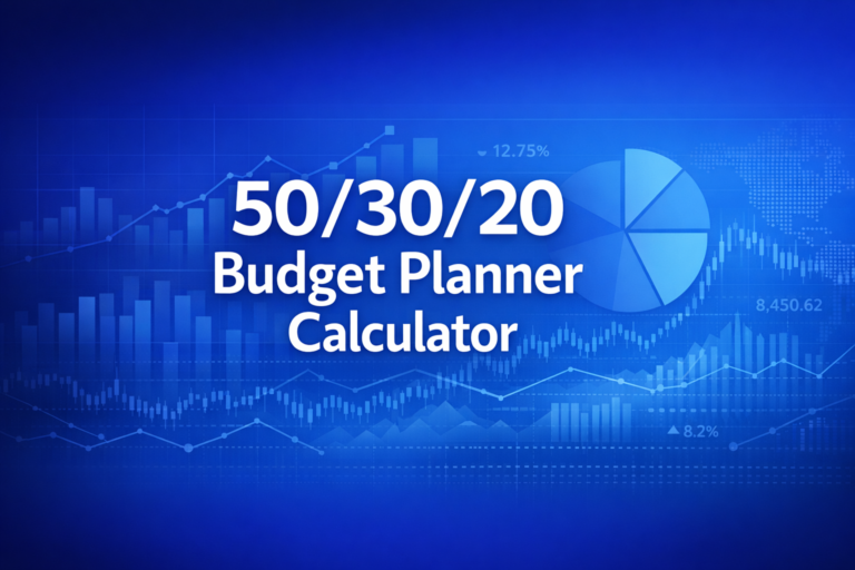 Professional finance illustration representing 50/30/20 Budget Planner Calculator