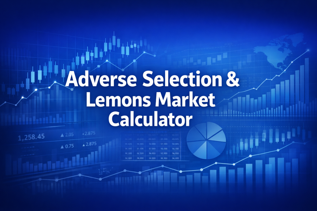 Professional finance illustration representing Adverse Selection & Lemons Market Calculator Excel Template