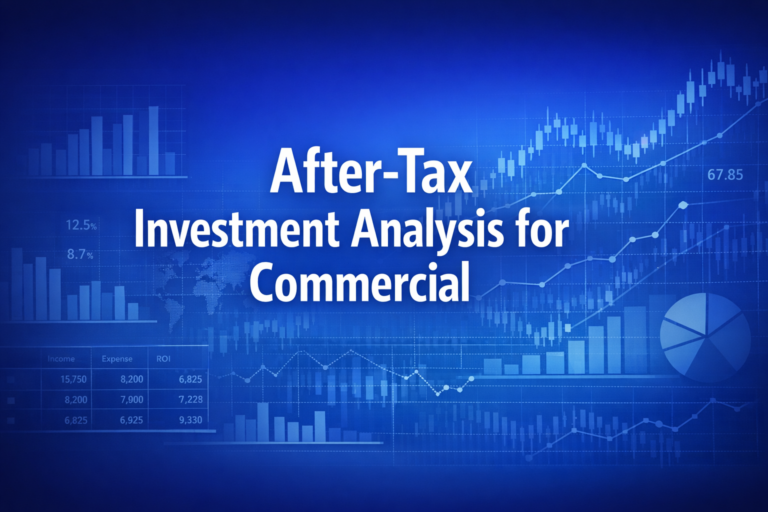 Professional finance illustration representing After-Tax Investment Analysis for Commercial Real Estate: ATCF, Depreciation Recapture, and APV