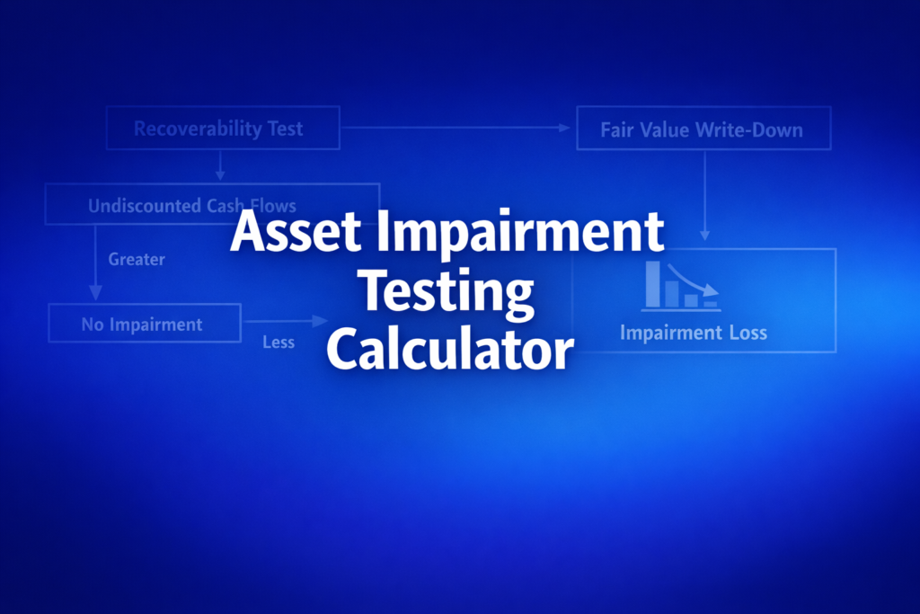 Professional finance illustration representing Asset Impairment Testing Calculator: ASC 360 & ASC 350 Impairment Testing