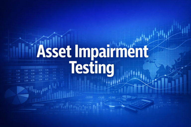 Professional finance illustration representing Asset Impairment Testing: PP&E, Intangibles & Goodwill Under ASC 350/360