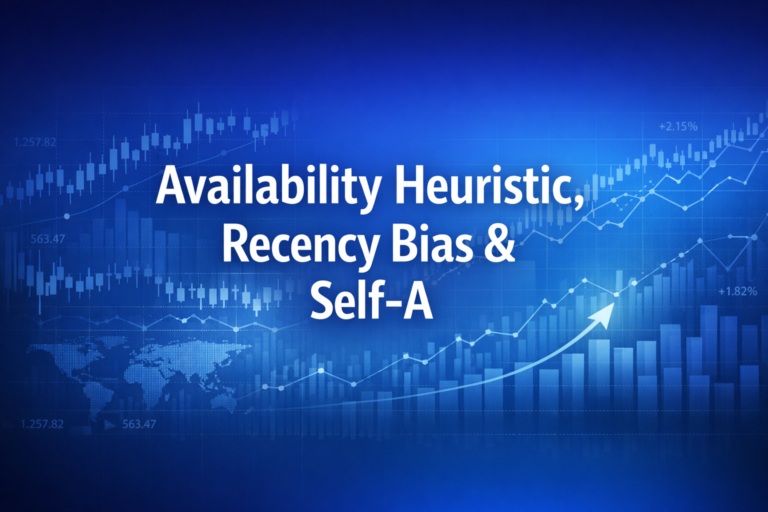 Professional finance illustration representing Availability Heuristic, Recency Bias & Self-Attribution in Investing