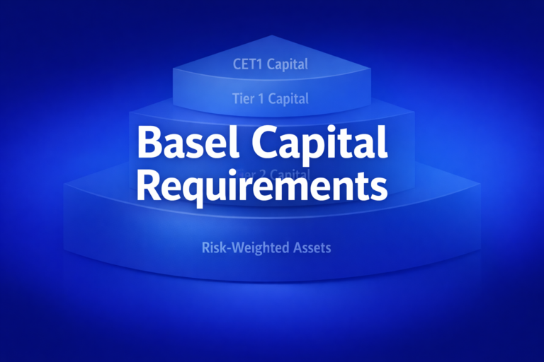 Professional finance illustration representing Basel Capital Requirements: Basel I, II & III Framework