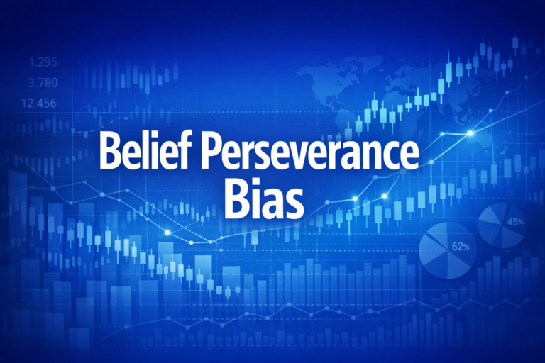 Professional finance illustration representing Belief Perseverance Bias: Cognitive Dissonance, Conservatism, Confirmation & Representativeness