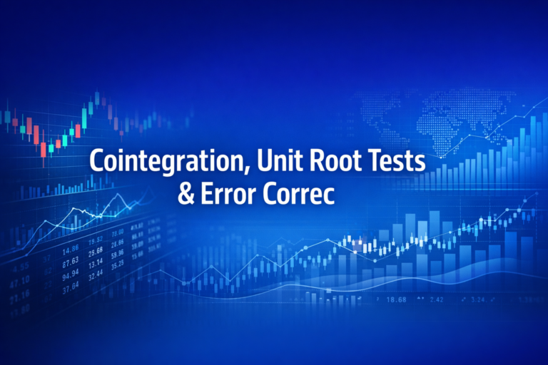 Professional finance illustration representing Cointegration, Unit Root Tests & Error Correction Models