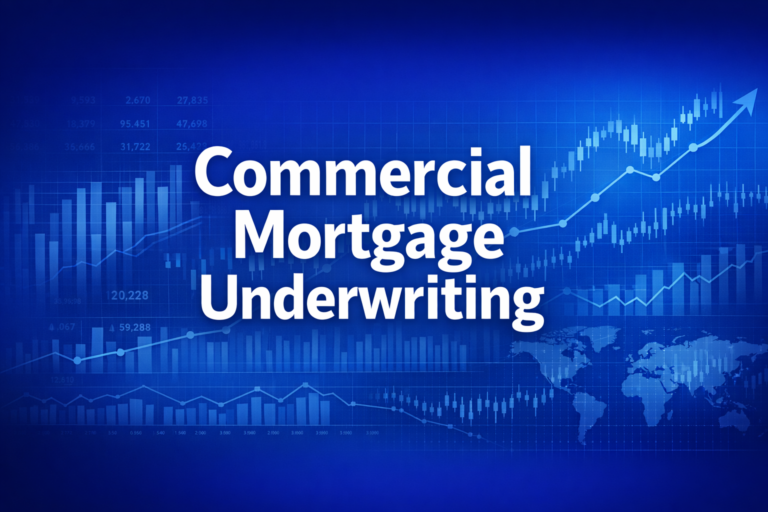 Professional finance illustration representing Commercial Mortgage Underwriting: Process & Criteria