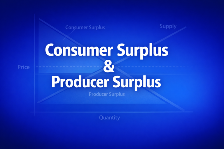 Professional finance illustration representing Consumer Surplus & Producer Surplus