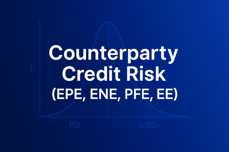 Professional finance illustration representing Counterparty Credit Risk (EPE, ENE, PFE, EE) Explained