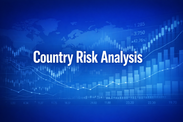 Professional finance illustration representing Country Risk Analysis: Political Risk, Financial Risk & Risk Premiums