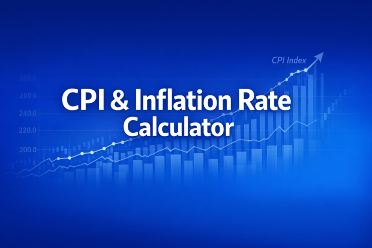 Professional finance illustration representing CPI & Inflation Rate Calculator: Basket CPI, Inflation Rate, and Real Dollars