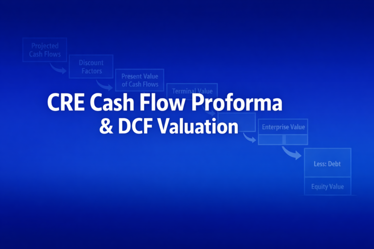 Professional finance illustration representing CRE Cash Flow Proforma & DCF Valuation