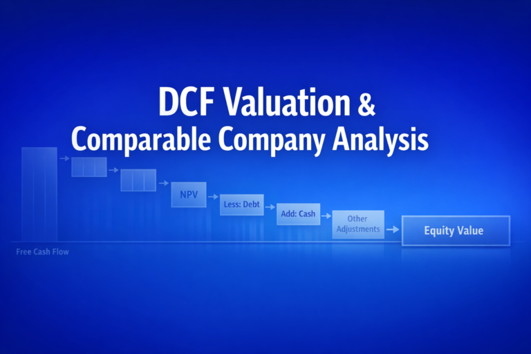 Professional finance illustration representing DCF Valuation & Comparable Company Analysis: A Practitioner Guide