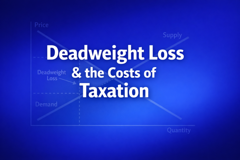 Professional finance illustration representing Deadweight Loss & the Costs of Taxation
