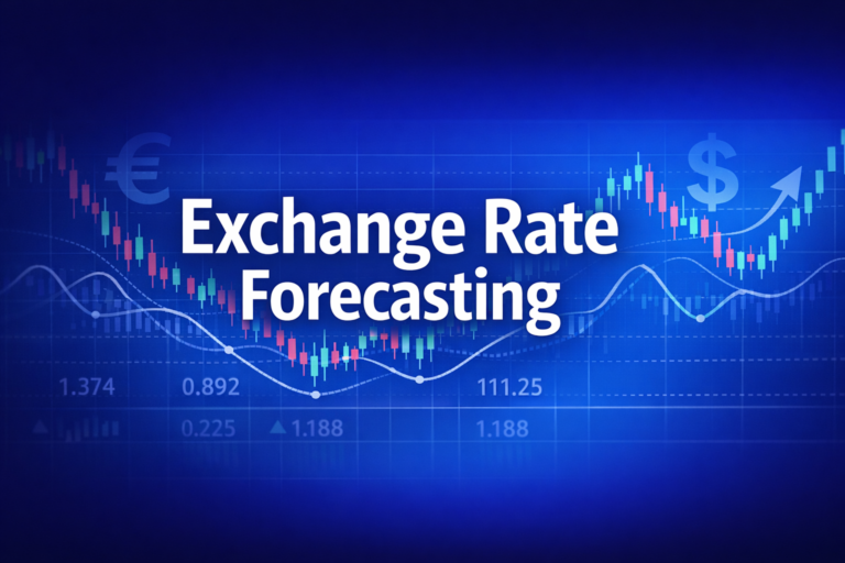 Professional finance illustration representing Exchange Rate Forecasting: Technical, Fundamental & Market-Based Methods