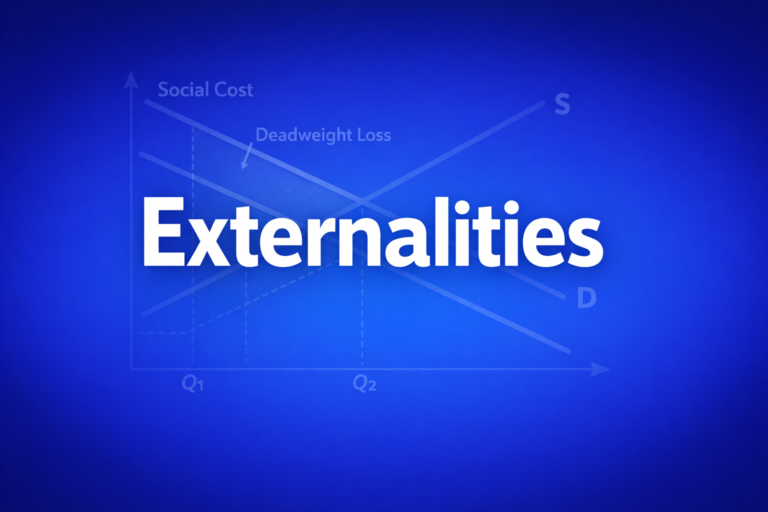Professional finance illustration representing Externalities: Market Failure, Pigouvian Taxes & the Coase Theorem