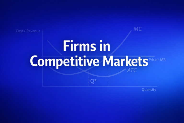 Professional finance illustration representing Firms in Competitive Markets: Profit Maximization, MC=MR & the Shutdown Rule