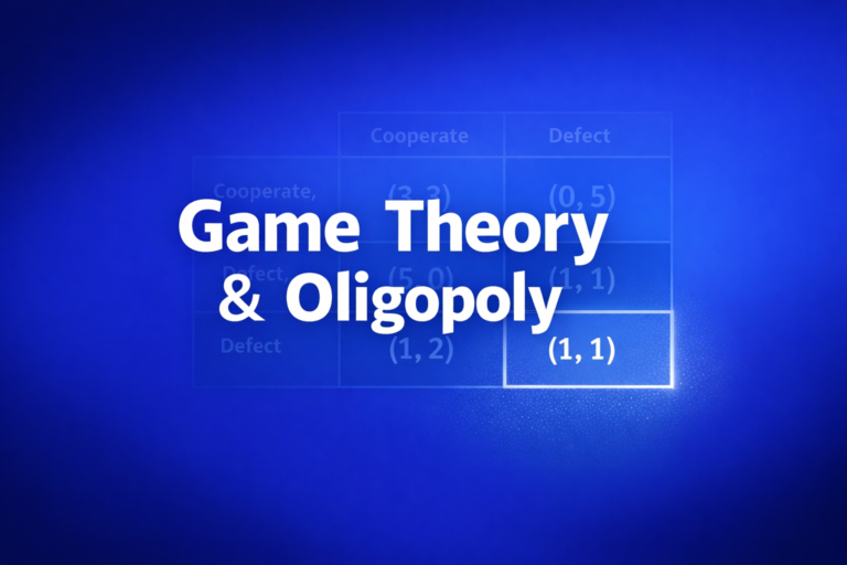 Professional finance illustration representing Game Theory & Oligopoly: Nash Equilibrium, Prisoner's Dilemma & Cartels