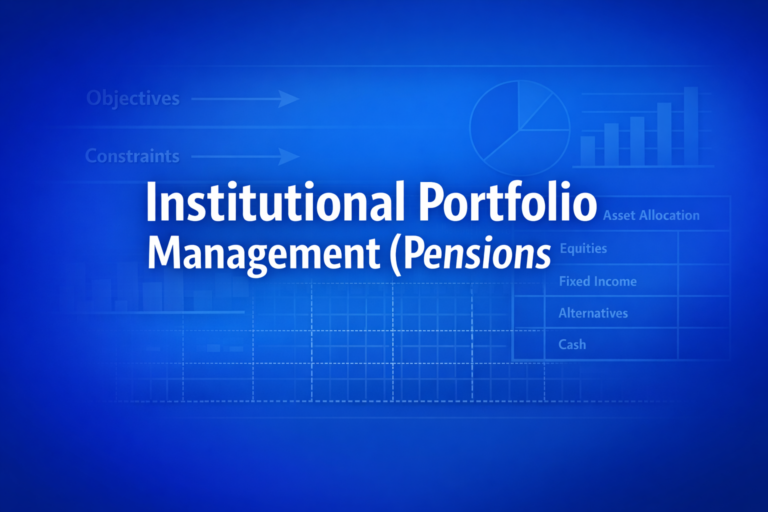 Professional finance illustration representing Institutional Portfolio Management (Pensions, Endowments, Foundations)