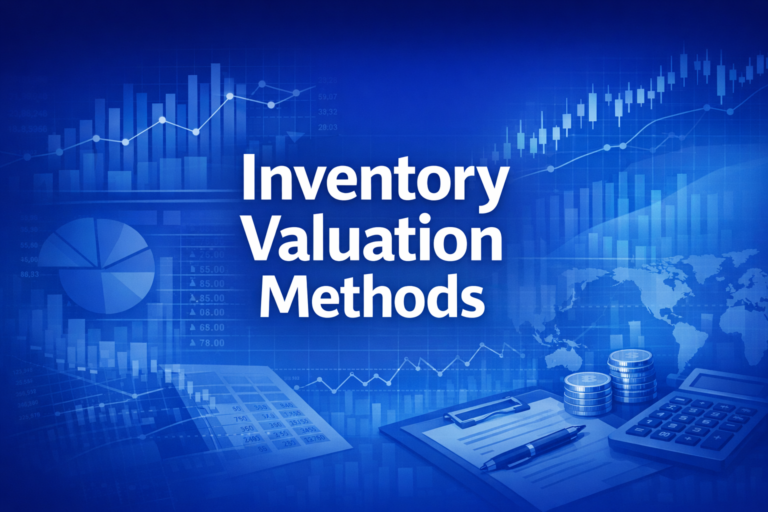 Professional finance illustration representing Inventory Valuation Methods: FIFO, LIFO & Weighted Average Under GAAP