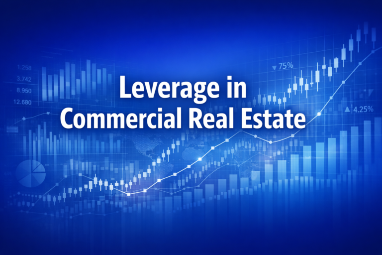 Professional finance illustration representing Leverage in Commercial Real Estate: Effects on Risk & Return