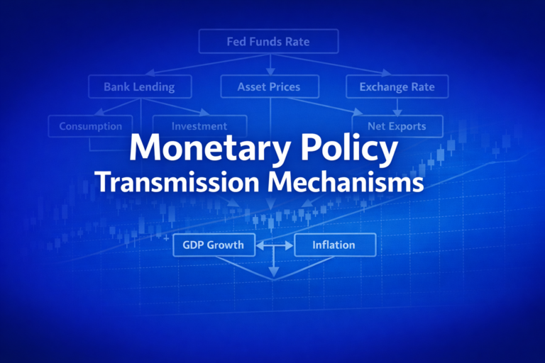 Professional finance illustration representing Monetary Policy Transmission Mechanisms: How Interest Rates Affect the Economy