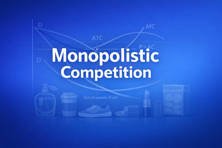 Professional finance illustration representing Monopolistic Competition: Product Differentiation, Excess Capacity & Advertising