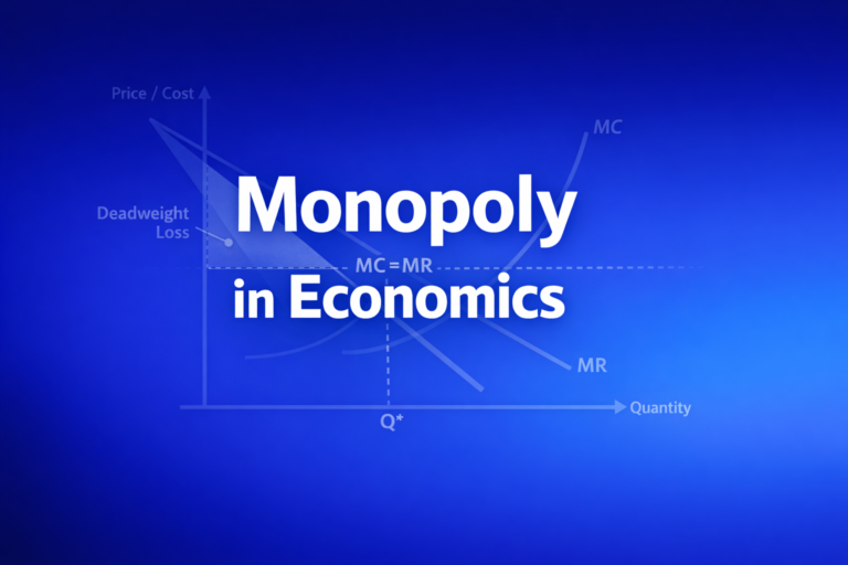 Professional finance illustration representing Monopoly in Economics: Market Power, Pricing & Deadweight Loss