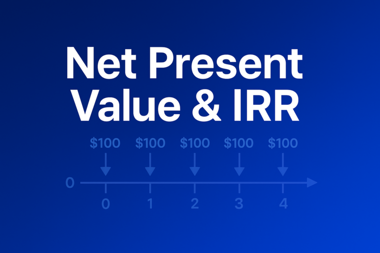 Professional finance illustration representing Net Present Value & IRR: Formulas, Examples, and When They Disagree