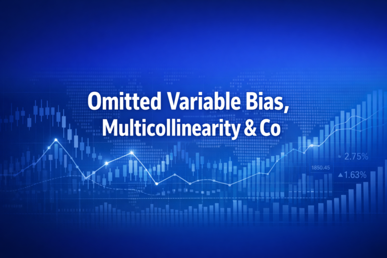 Professional finance illustration representing Omitted Variable Bias, Multicollinearity & Common Regression Pitfalls