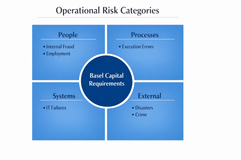 Operational risk categories diagram showing people process systems and external events