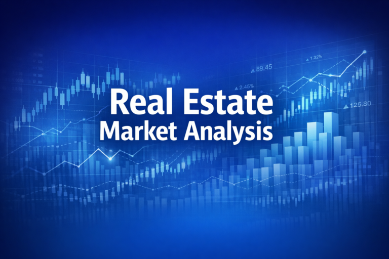 Professional finance illustration representing Real Estate Market Analysis: Methods, Data & Forecasting