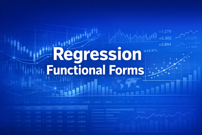 Professional finance illustration representing Regression Functional Forms: Log Models, Quadratics & Interaction Terms