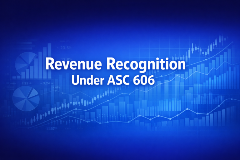 Professional finance illustration representing Revenue Recognition Under ASC 606: The Five-Step Model