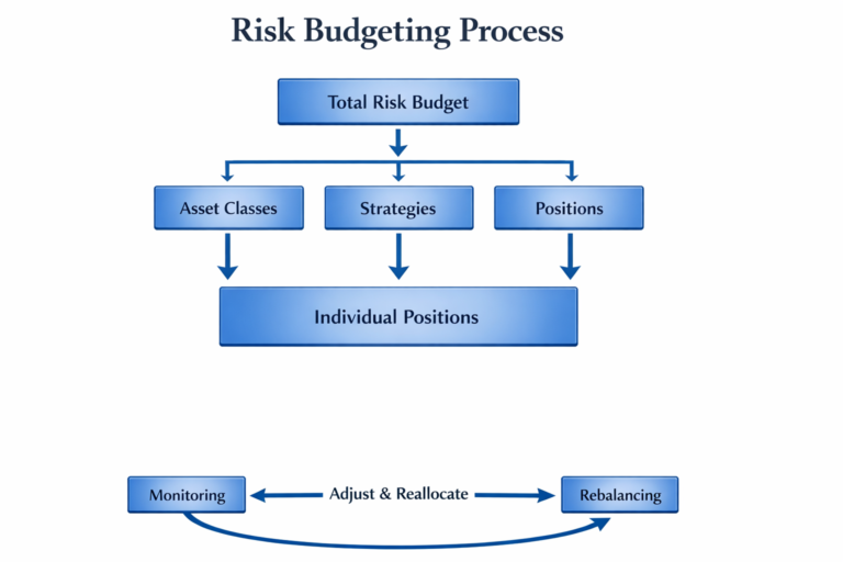 Risk budgeting process diagram showing top-down allocation of risk limits