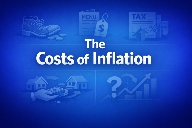 Professional finance illustration representing The Costs of Inflation: Shoeleather, Menu Costs & More