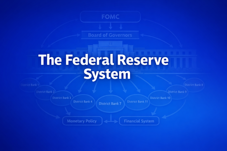 Professional finance illustration representing The Federal Reserve System: Structure & Mandate