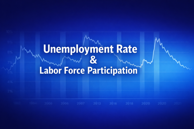 Professional finance illustration representing Unemployment Rate & Labor Force Participation Rate