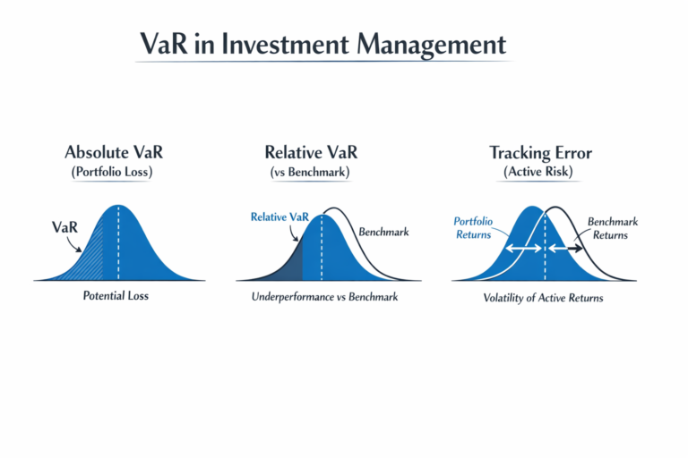 VaR application in investment management showing tracking error and active risk