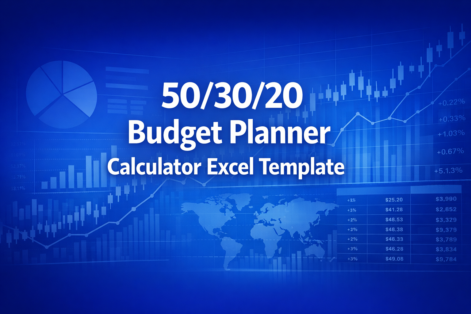 Professional finance illustration representing 50/30/20 Budget Planner Calculator Excel Template