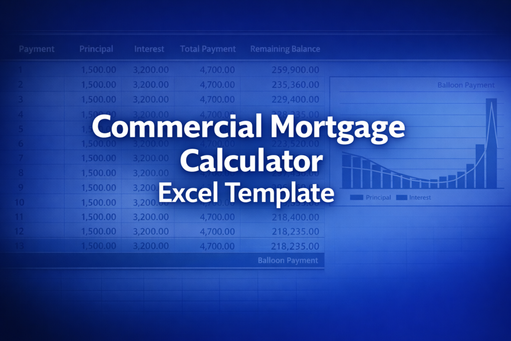 Professional finance illustration representing Commercial Mortgage Calculator Excel Template