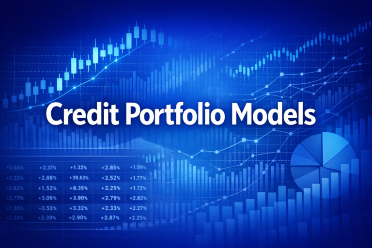 Professional finance illustration representing Credit Portfolio Models: CreditMetrics, KMV & Vasicek Explained