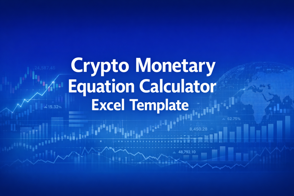 Professional finance illustration representing Crypto Monetary Equation Calculator Excel Template