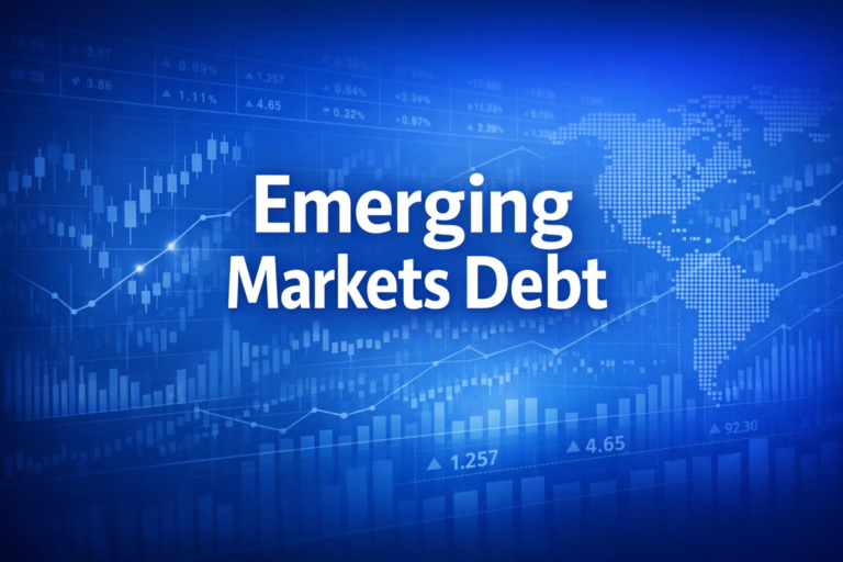 Professional finance illustration representing Emerging Markets Debt: Sovereign Bonds, Hard Currency & EM Credit Spreads