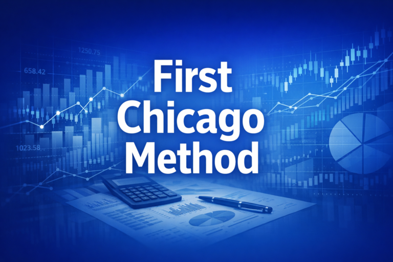 Professional finance illustration representing First Chicago Method: Scenario-Based Startup Valuation