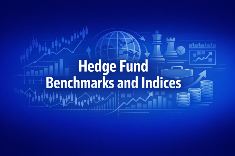 Professional finance illustration representing Hedge Fund Benchmarks and Indices: HFRI, Survivorship Bias, and Index Construction