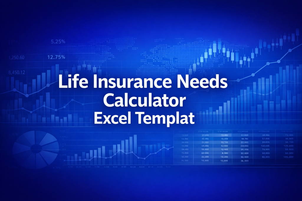 Professional finance illustration representing Life Insurance Needs Calculator Excel Template