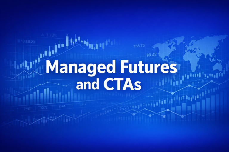 Professional finance illustration representing Managed Futures and CTAs: Trading Strategies, Returns, and Crisis Alpha
