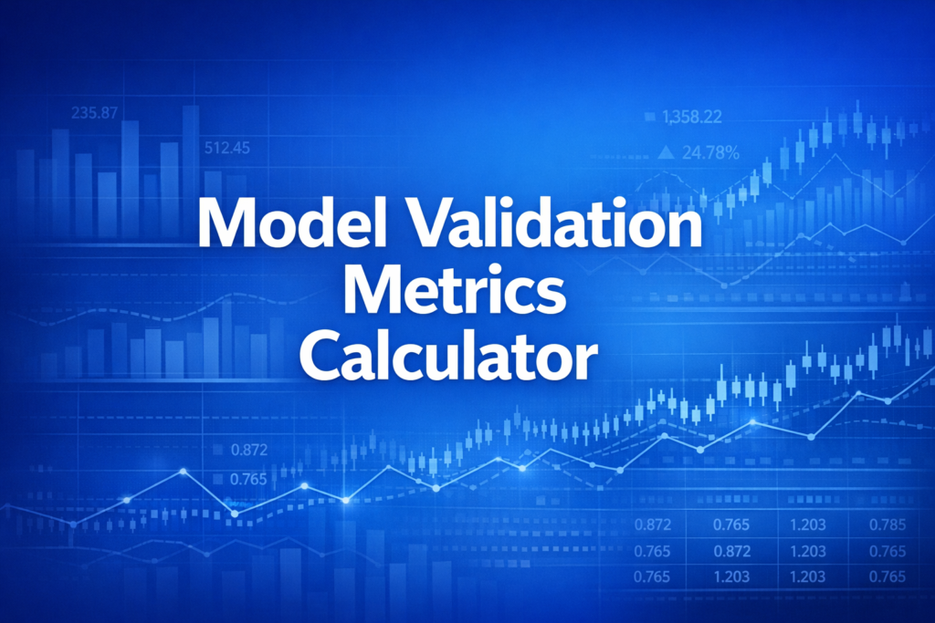 Professional finance illustration representing Model Validation Metrics Calculator: Backtesting & Performance Statistics