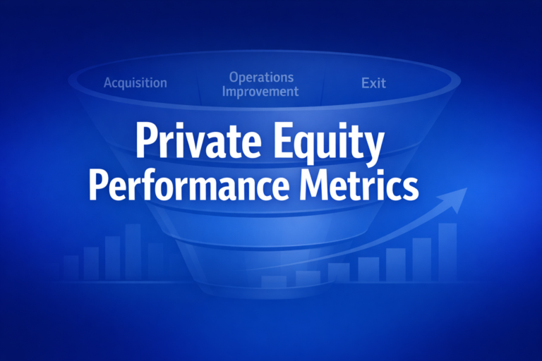 Professional finance illustration representing Private Equity Performance Metrics: PME, Benchmarking, and Return Pitfalls